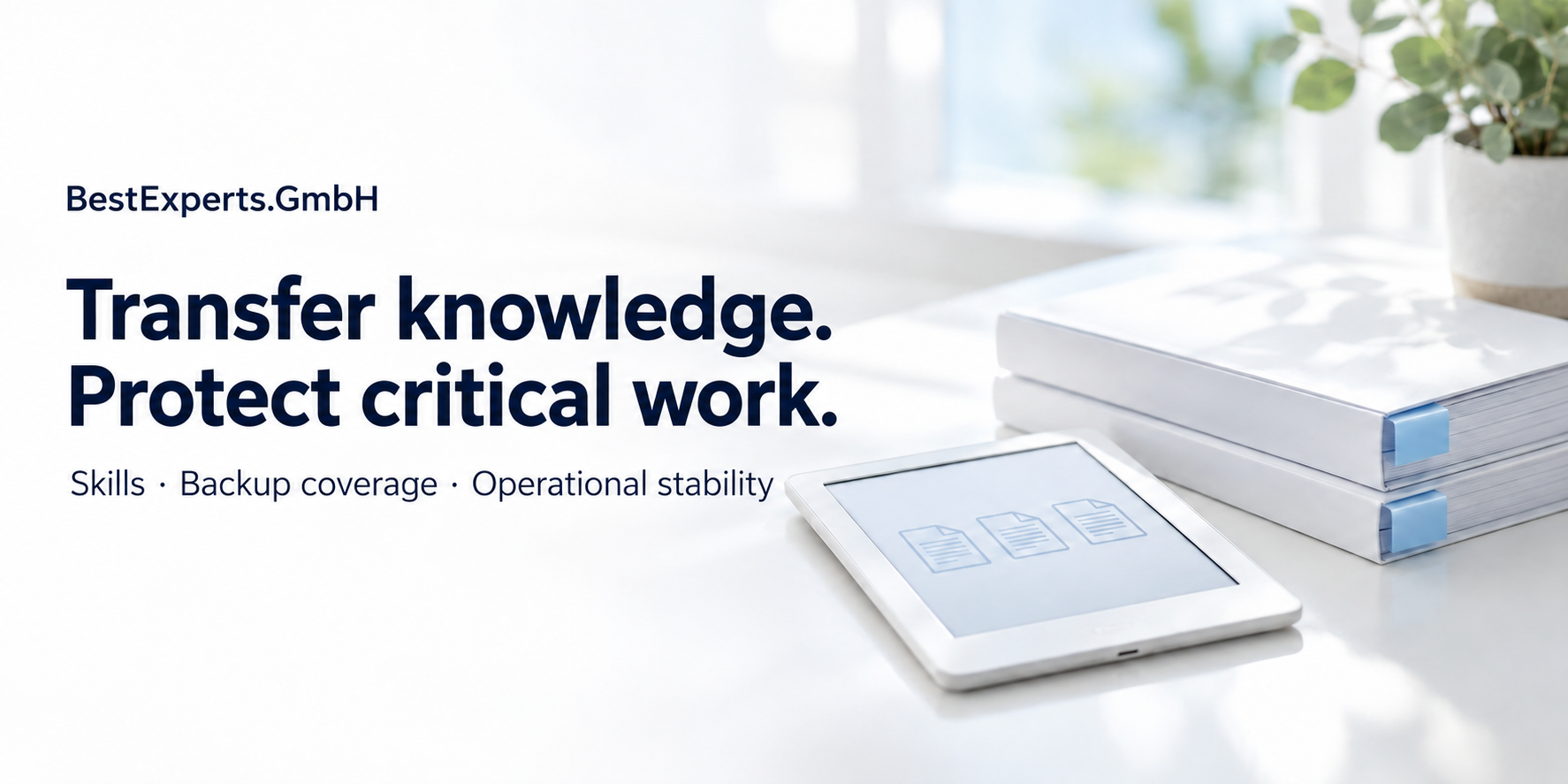 Transfer knowledge. Protect critical work. Bright documentation and a tablet.